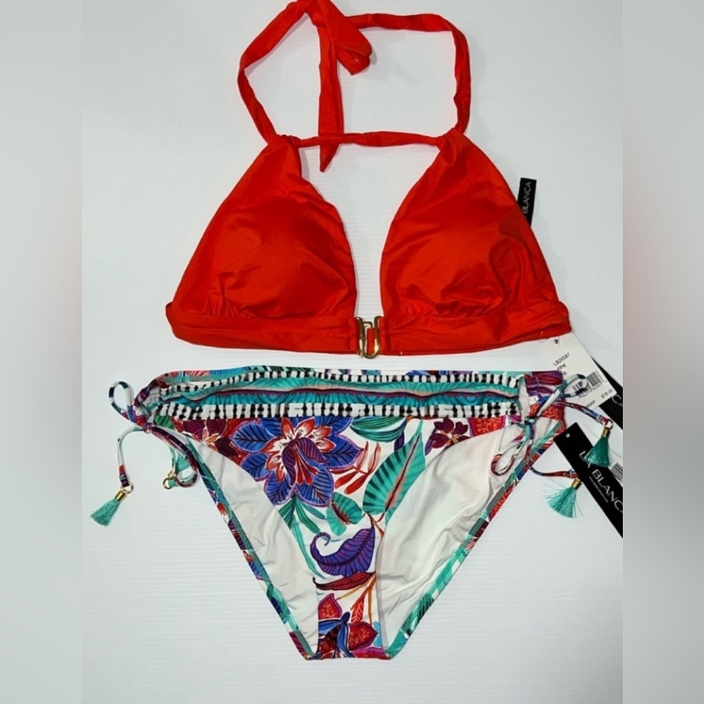 La Blanca Women’s Standard Island Goddess Halter Bikini Top & Shirred Bottom